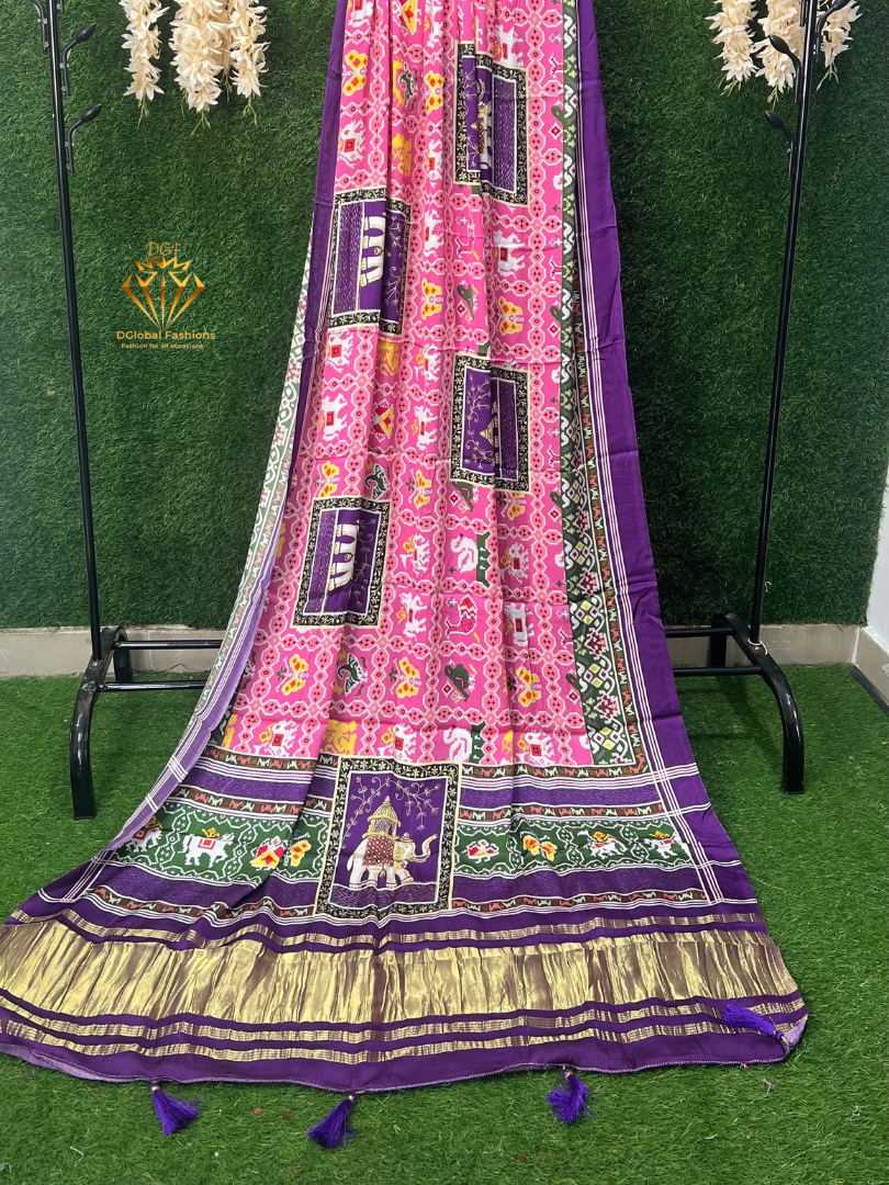 DGlobal Fashions offers a selection of Gaji silk dupattas, each featuring intricate designs and embellishments suitable for festive and traditional occasions.