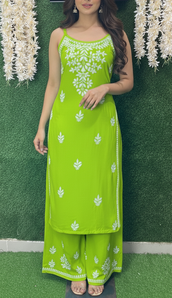 Sleeveless Lucknowi Chikankari Co-ord Set