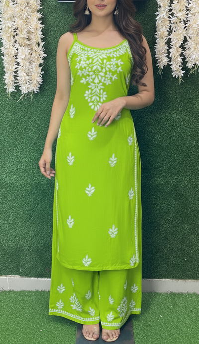 Sleeveless Lucknowi Chikankari Co-ord Set