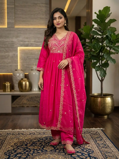 Designer Embroidered Anarkali Suit with Dupatta – Party Wear Ethnic Set