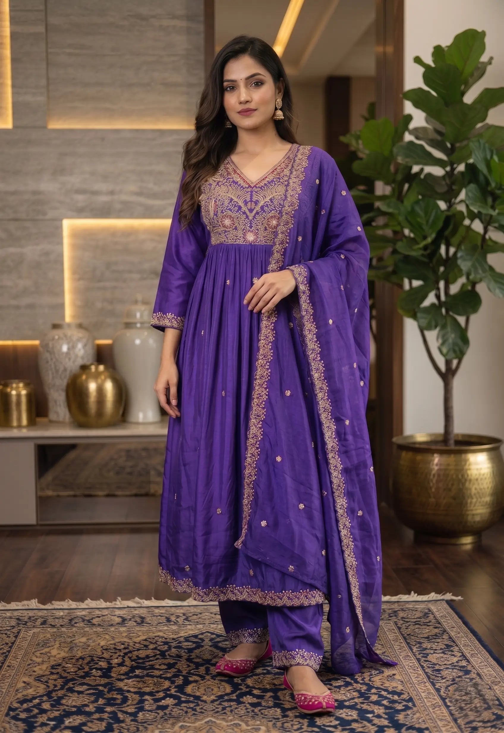 Designer Embroidered Anarkali Suit with Dupatta – Party Wear Ethnic Set