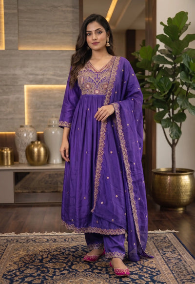 Designer Embroidered Anarkali Suit with Dupatta – Party Wear Ethnic Set