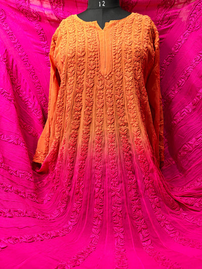 Lucknowi Chikankari Ombré-Dyed Georgette Anarkali Suit