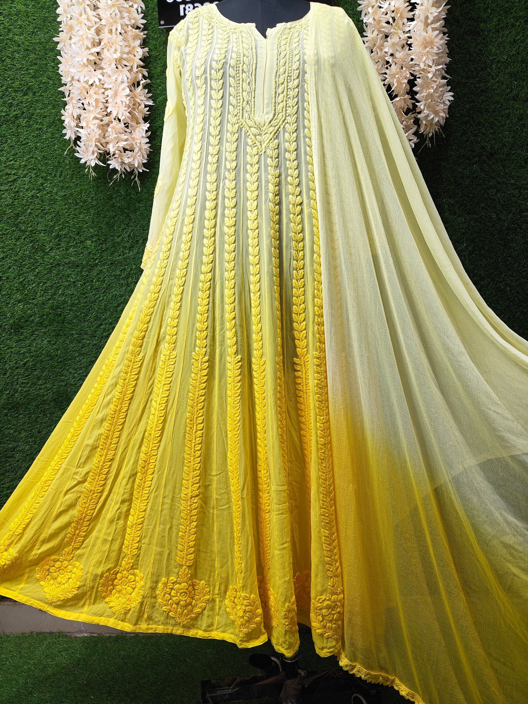 Lucknowi Chikankari Ombré-Dyed Georgette Anarkali Suit