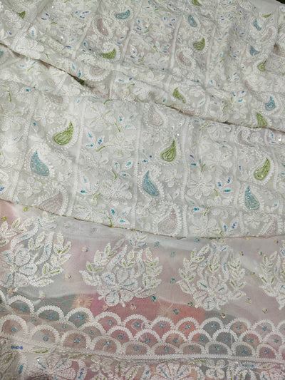 Lucknowi Chikankari Kurta with Cutdana & Sequin Hand Embroidery
