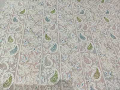 Lucknowi Chikankari Kurta with Cutdana & Sequin Hand Embroidery