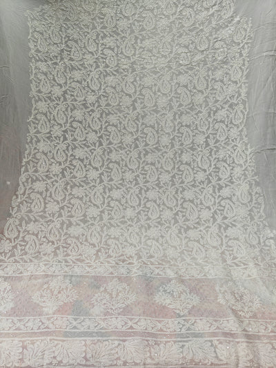 Lucknowi Chikankari Viscose Georgette (3-Piece Set) with Handwork Pearl & Cutdana Embroidery