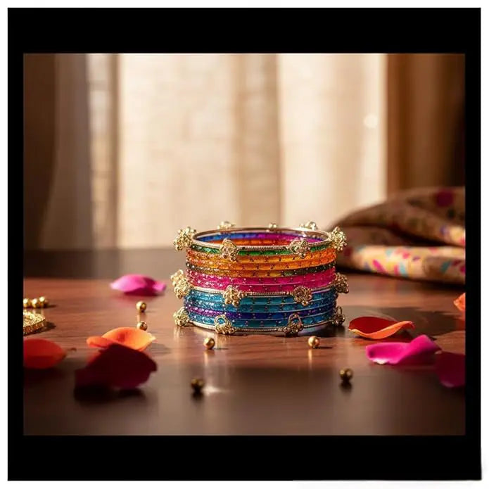 Kashmiri Ghungroo Bangles Set Multicolor Designer Chudi