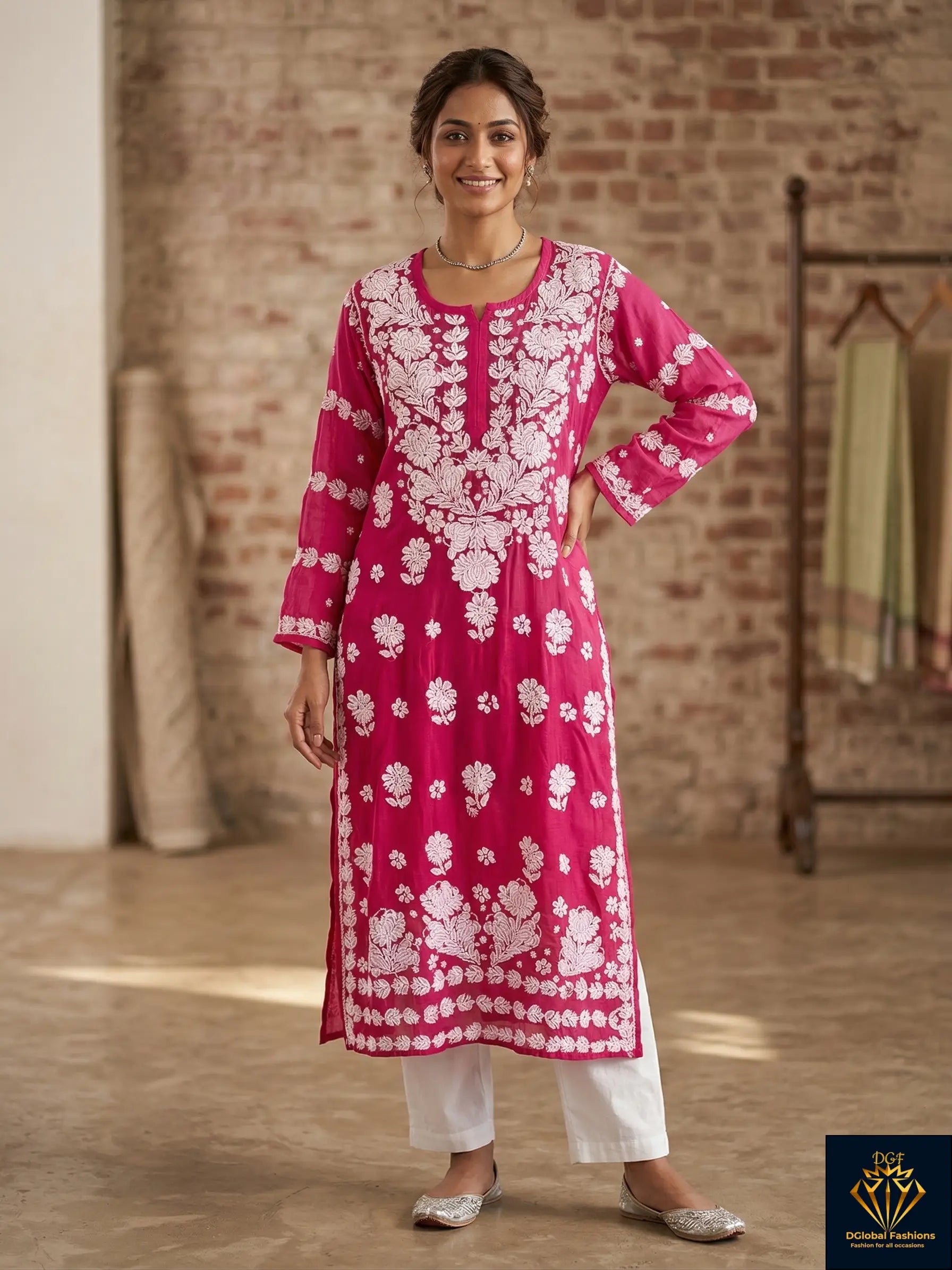 Lucknowi Chikankari Georgette Kurti