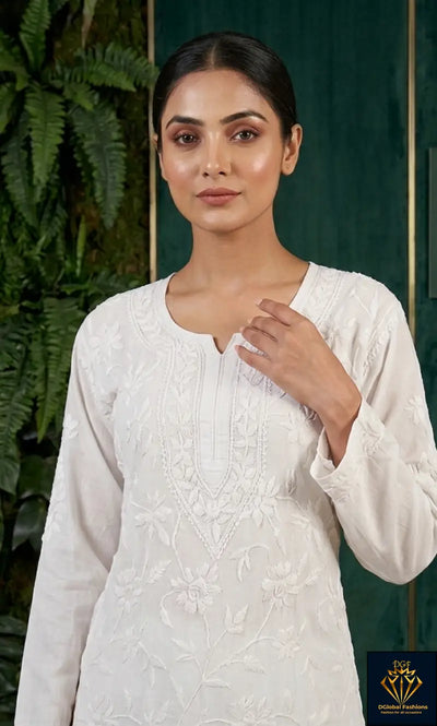 Lucknowi Chikankari Co-Ord Set with Full Jaal Hand Embroidery