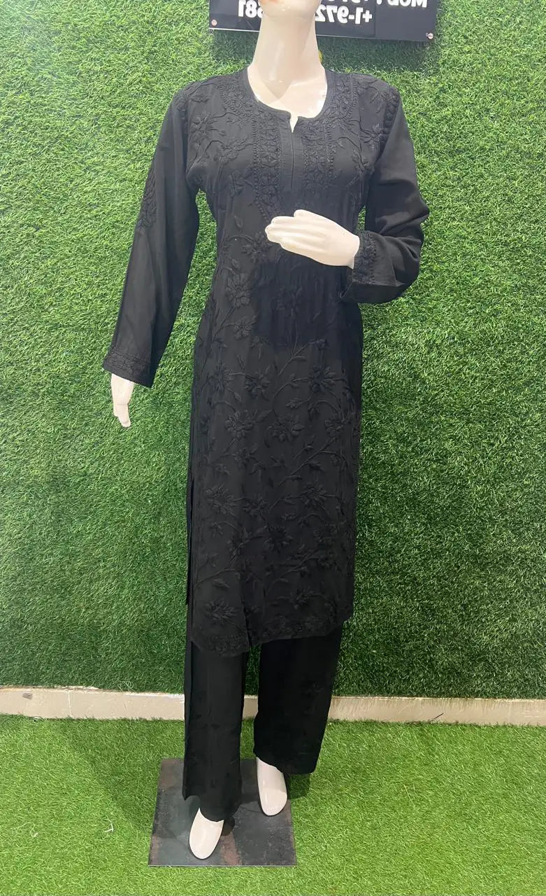 Lucknowi Chikankari Co-Ord Set with Full Jaal Hand Embroidery