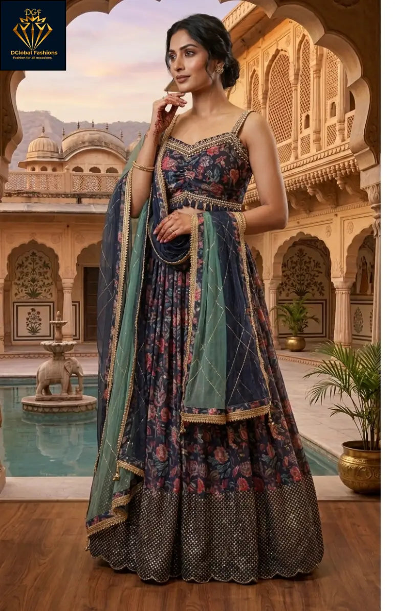 Floral Print Lehenga Set