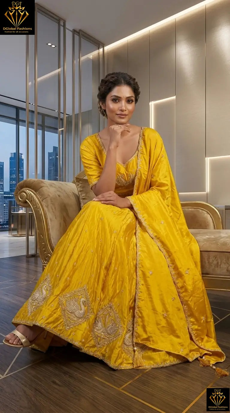 Silk Lehenga Set with Intricate Embroidery and Dupatta