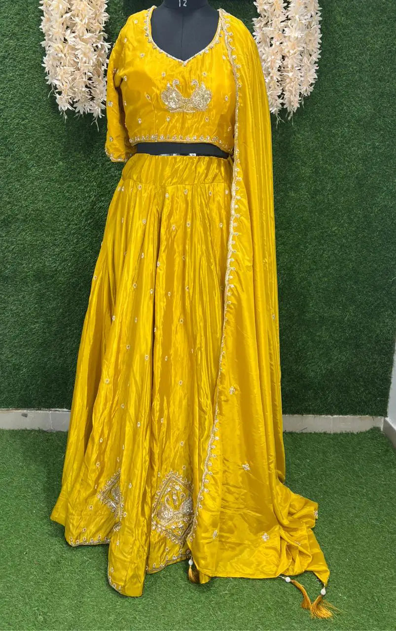 Silk Lehenga Set with Intricate Embroidery and Dupatta