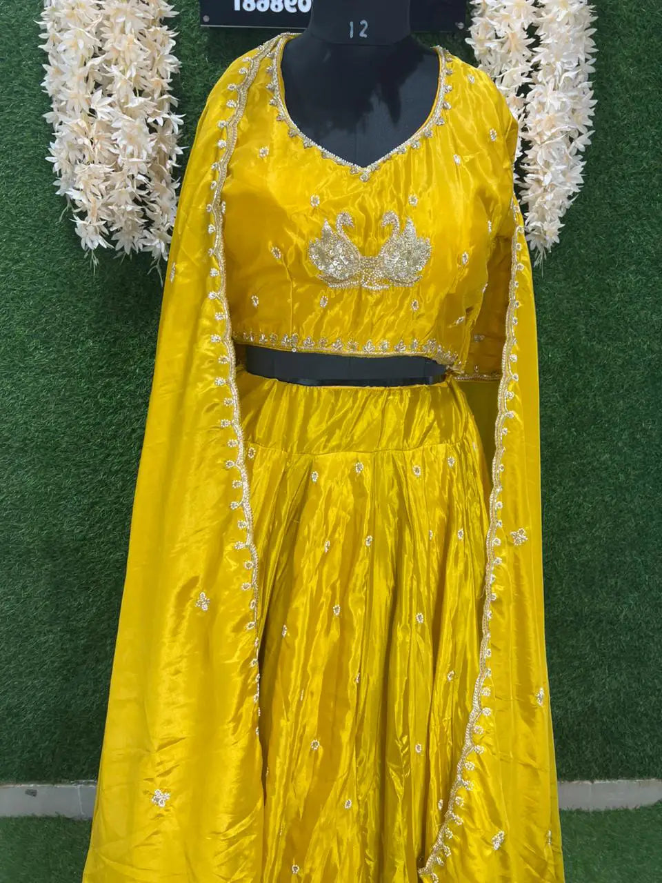Silk Lehenga Set with Intricate Embroidery and Dupatta