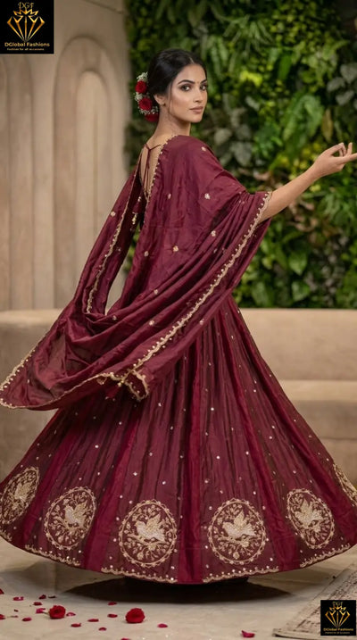 Silk Lehenga Set with Intricate Embroidery and Dupatta