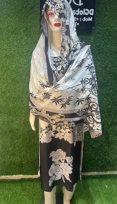 Muslin Silk Digital Print Suit, designed for those who appreciate comfort with a touch of sophistication. The lightweight muslin silk fabric paired with exquisite digital prints creates a graceful yet modern look.