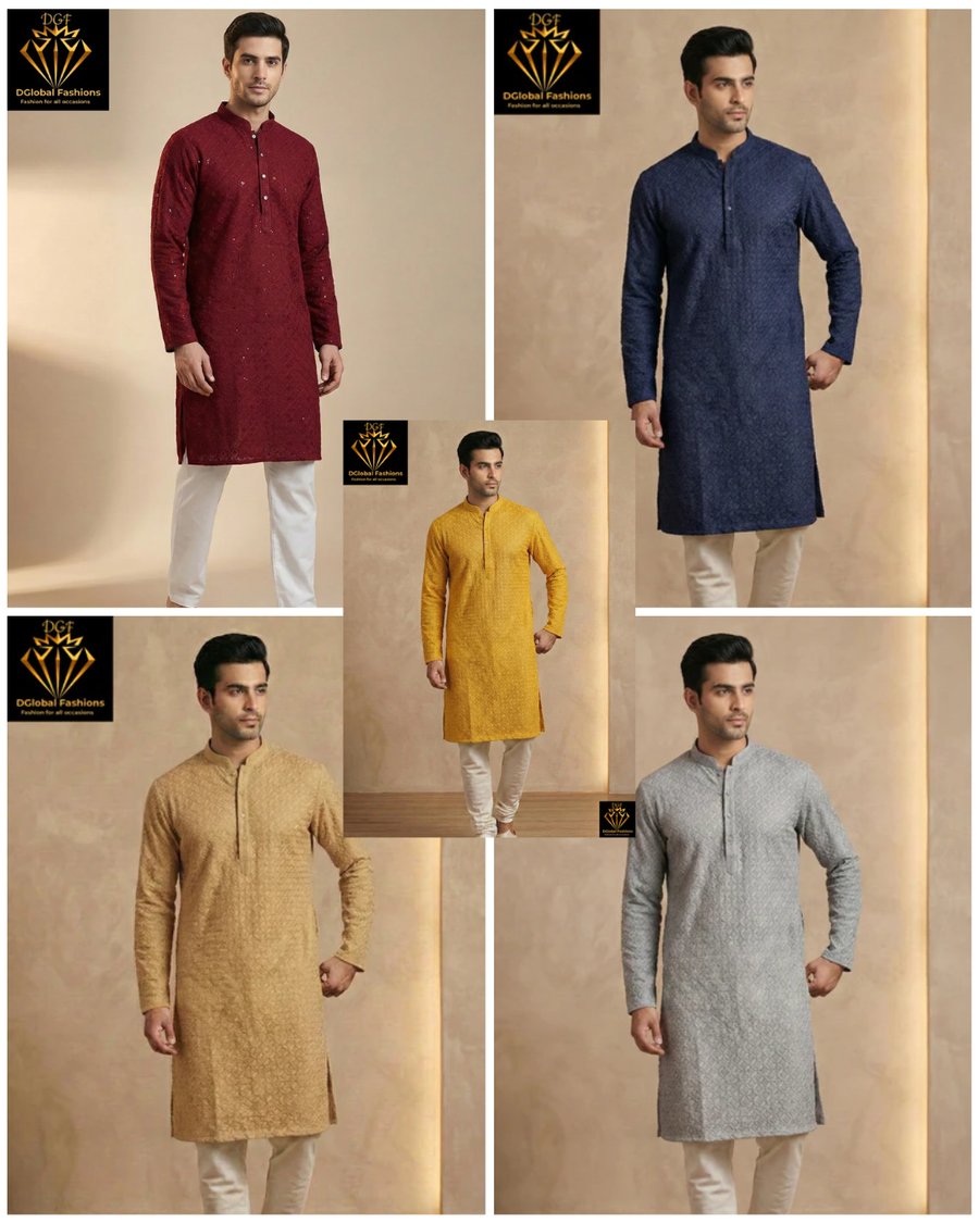 Chikankari Sequin Work Kurta Pajama Set – Elegant Ethnic Wear
