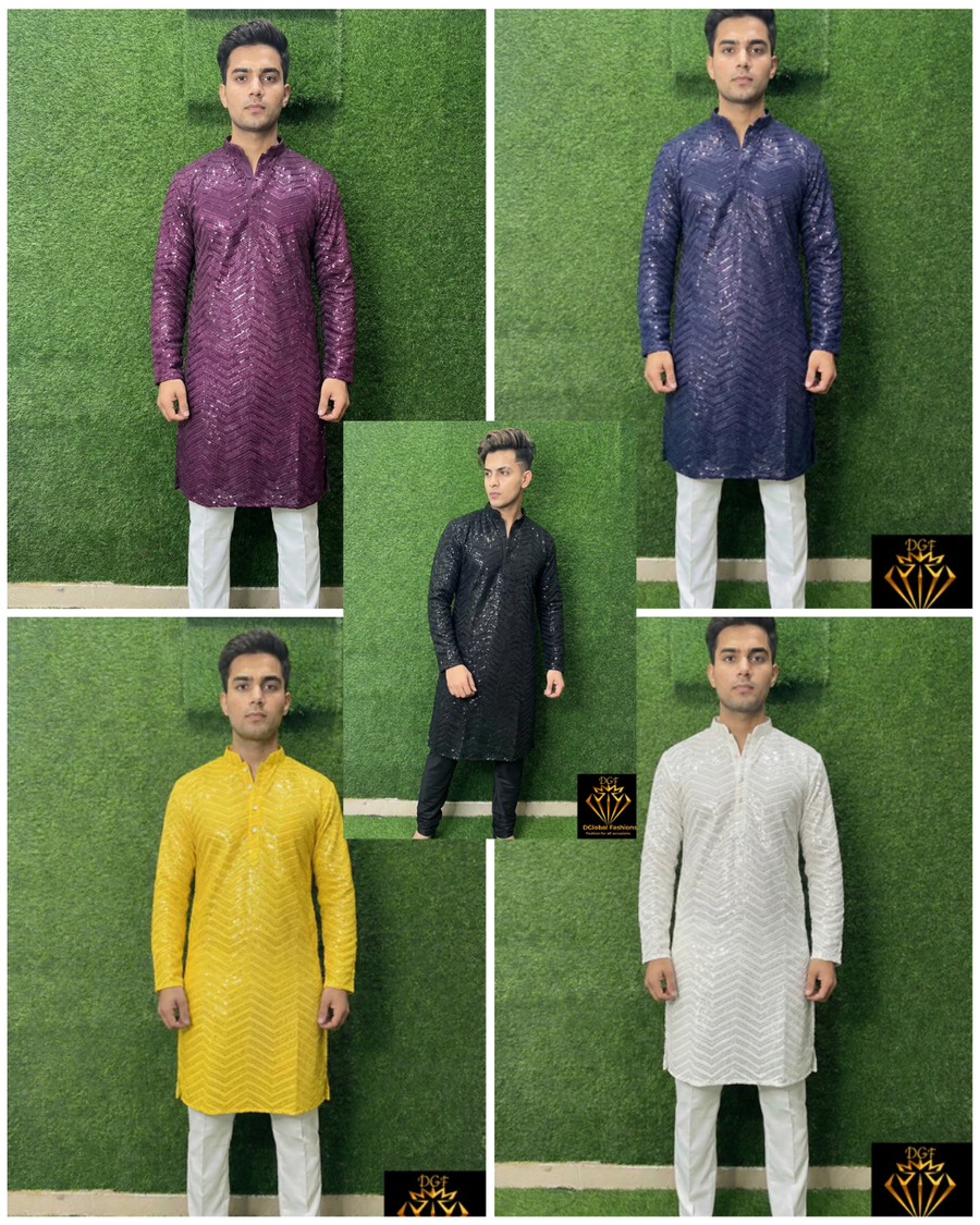 Chikankari Sequin Work Kurta Set