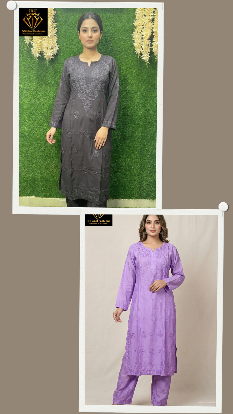 Lucknowi Chikankari Hand-Embroidered Ombre Muslin Kurta Palazzo Set