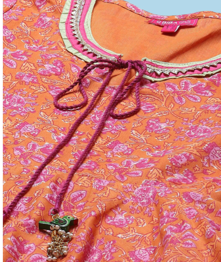 Floral Printed Gotta Patti Kurta & Palazzos With Dupatta – Anarkali Shape