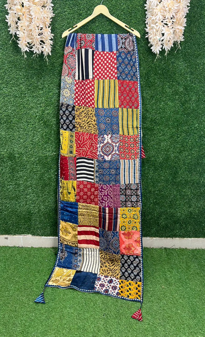 Modal Silk Ajrakh Hand Block Stole with Lining