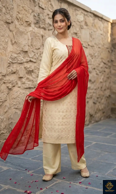 Banarasi 3-Piece Suit Set with Palazzo
