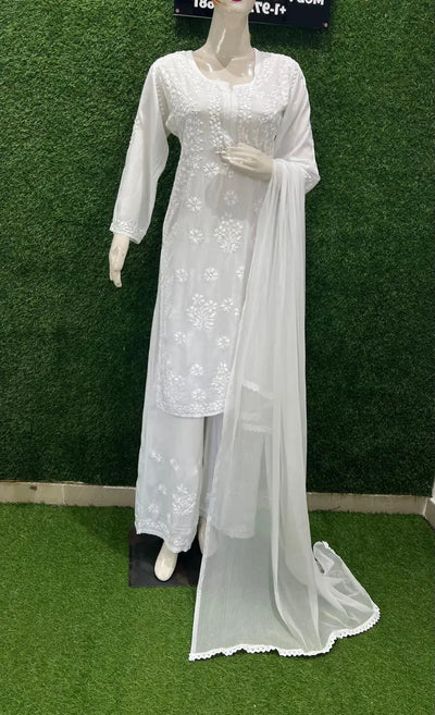 Lucknowi Chikankari Rayon 3-Piece Suit Set