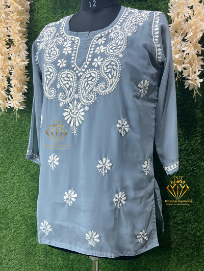 Lucknowi Chikankari Georgette Short Top