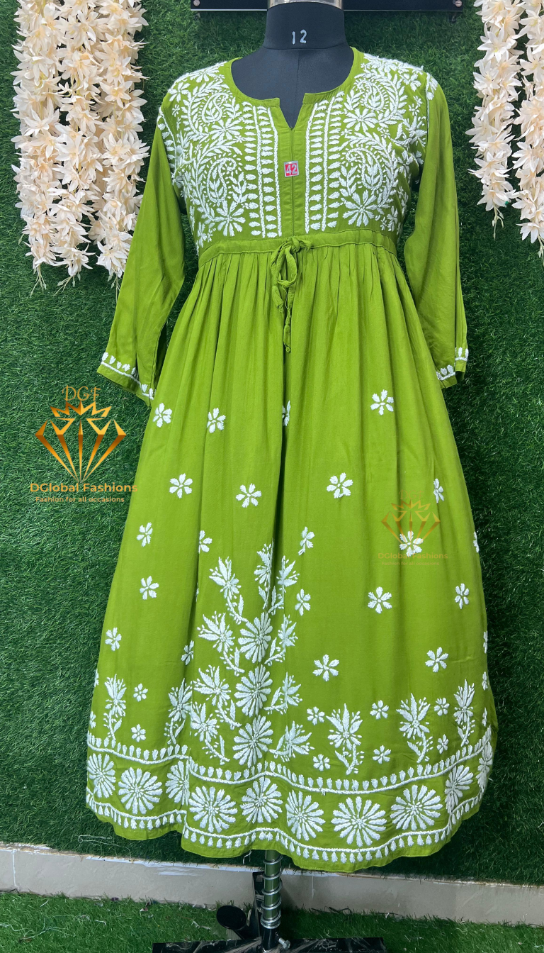Lucknowi Chikankari Rayon Gown