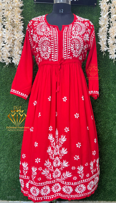 Lucknowi Chikankari Rayon Gown