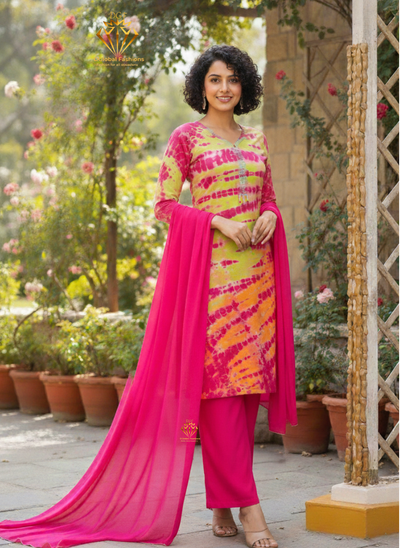 Cotton Hand Shibori Kurta Pant and Dupatta