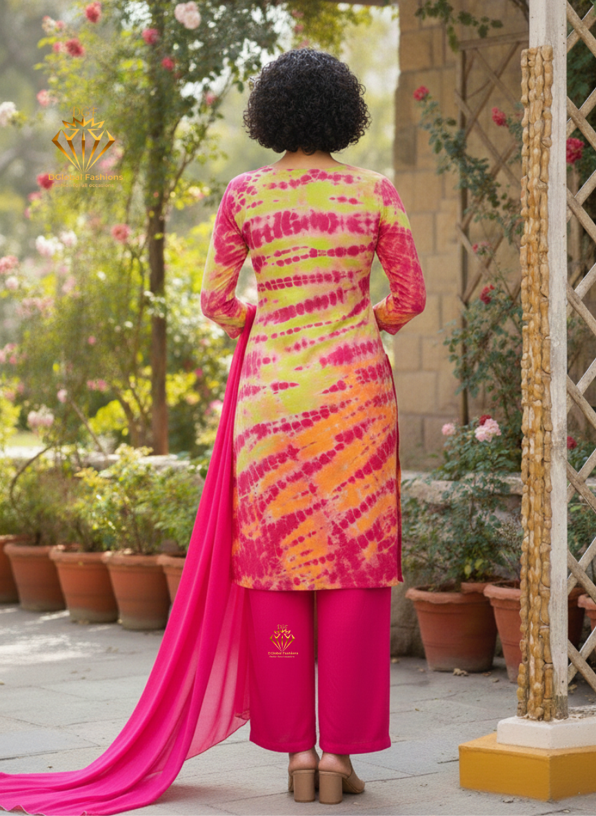 Cotton Hand Shibori Kurta Pant and Dupatta