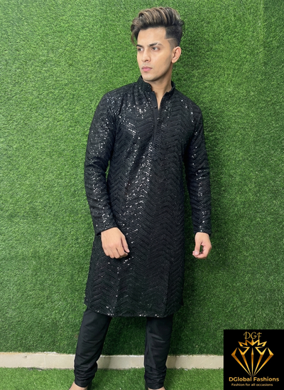 Chikankari Sequin Work Kurta Set