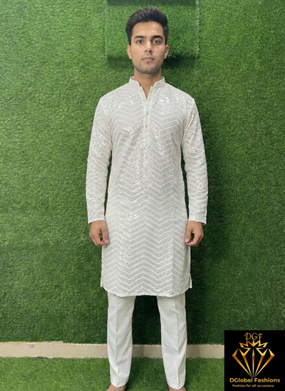 Chikankari Sequin Work Kurta Set