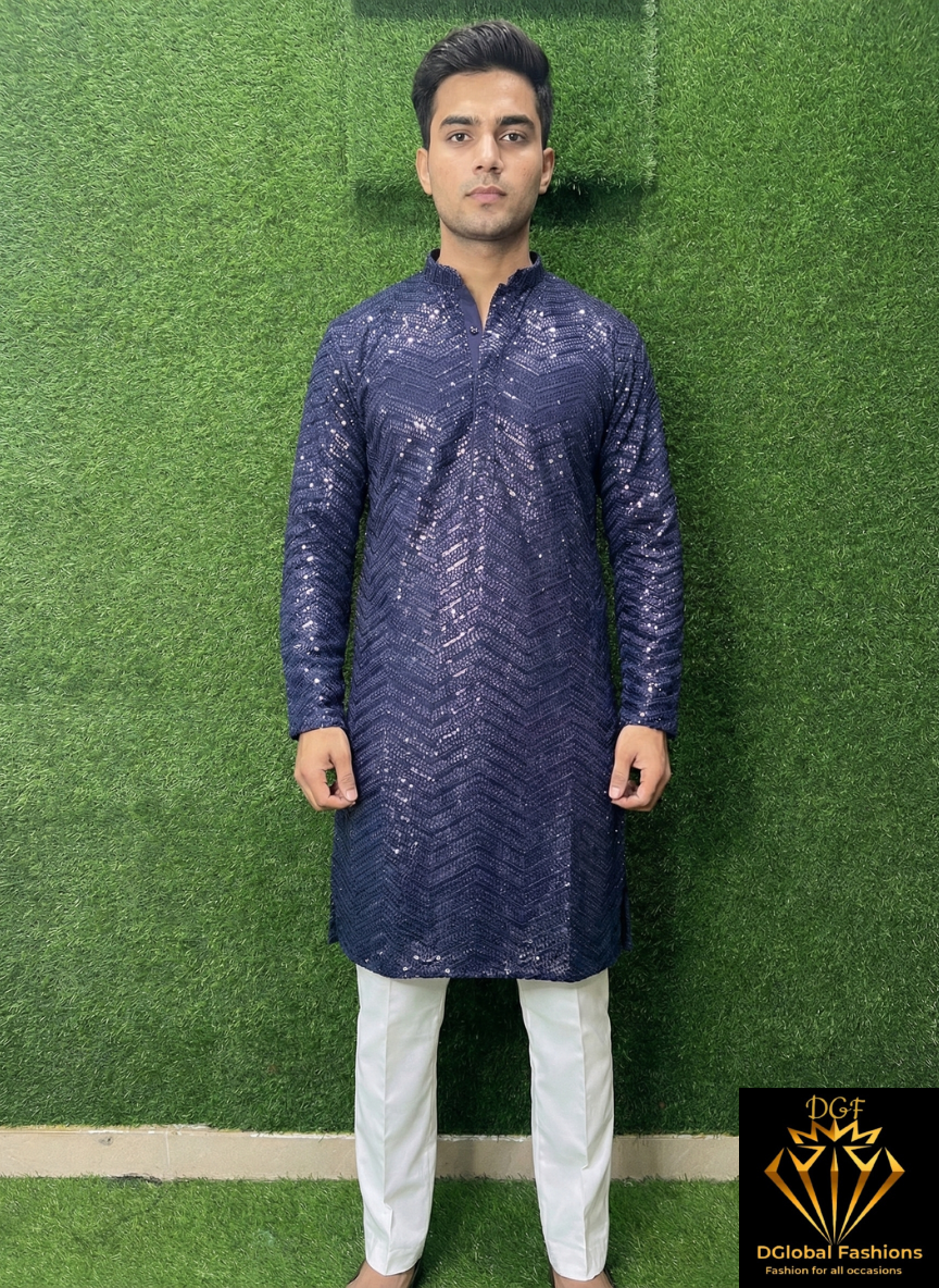 Chikankari Sequin Work Kurta Set