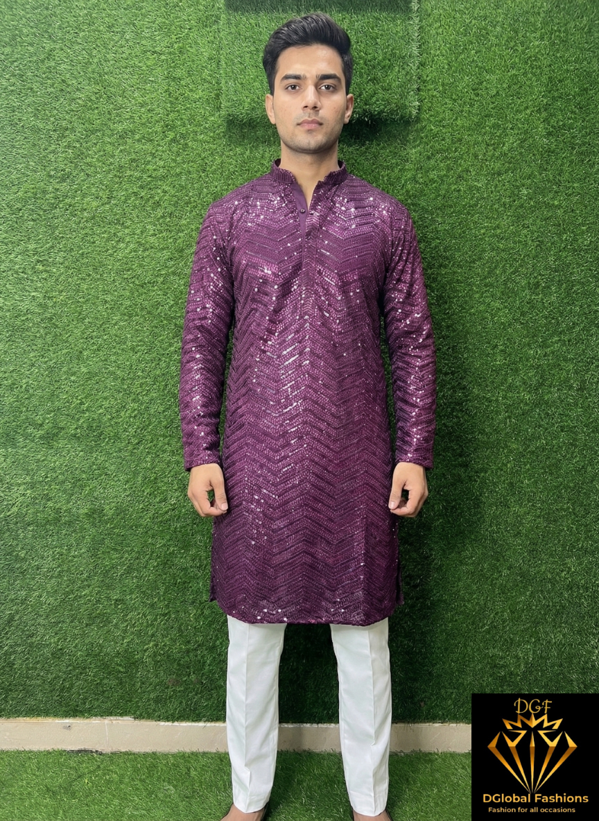 Chikankari Sequin Work Kurta Set