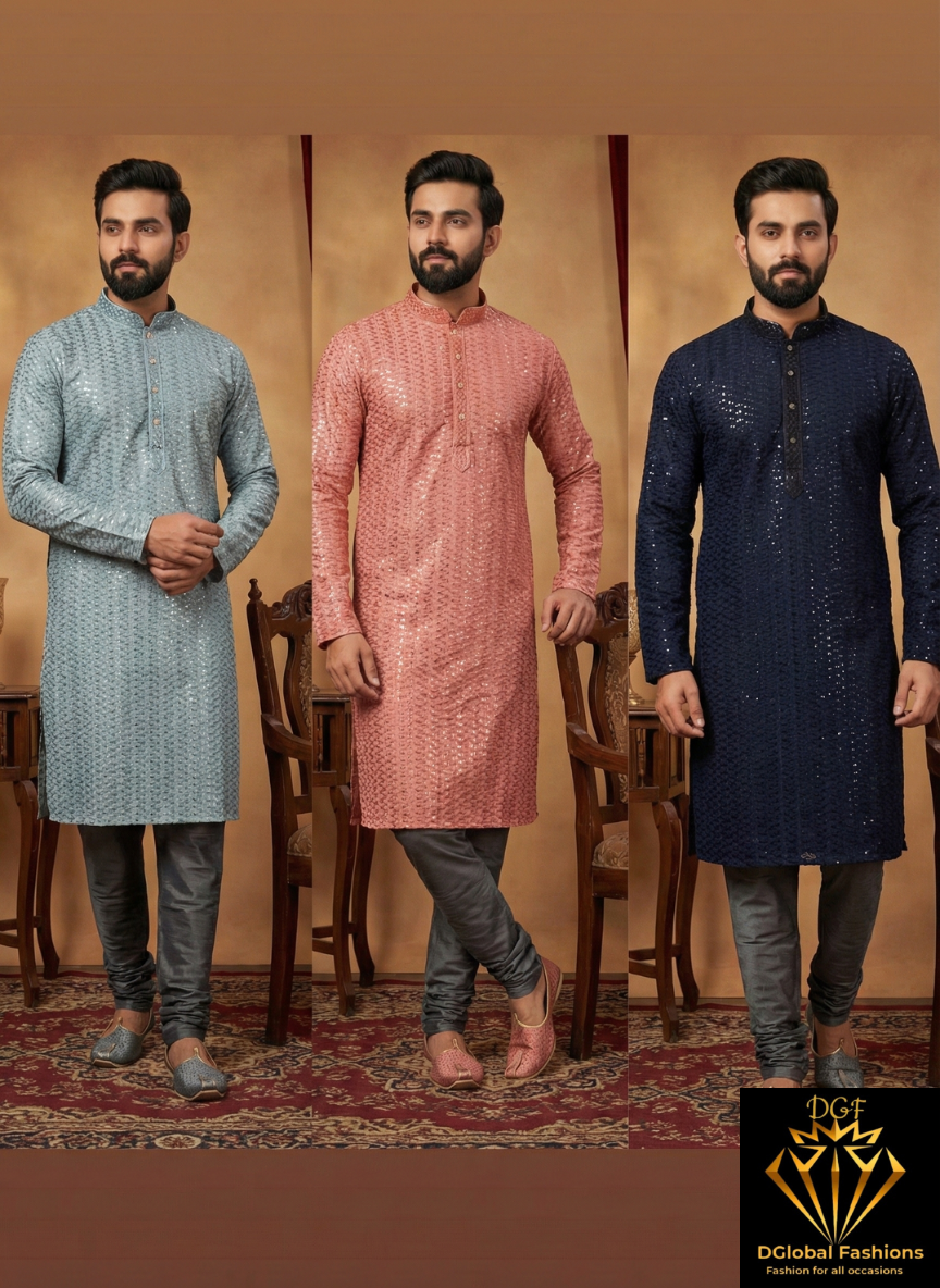 Chikankari Sequin Work Men’s Kurta Set