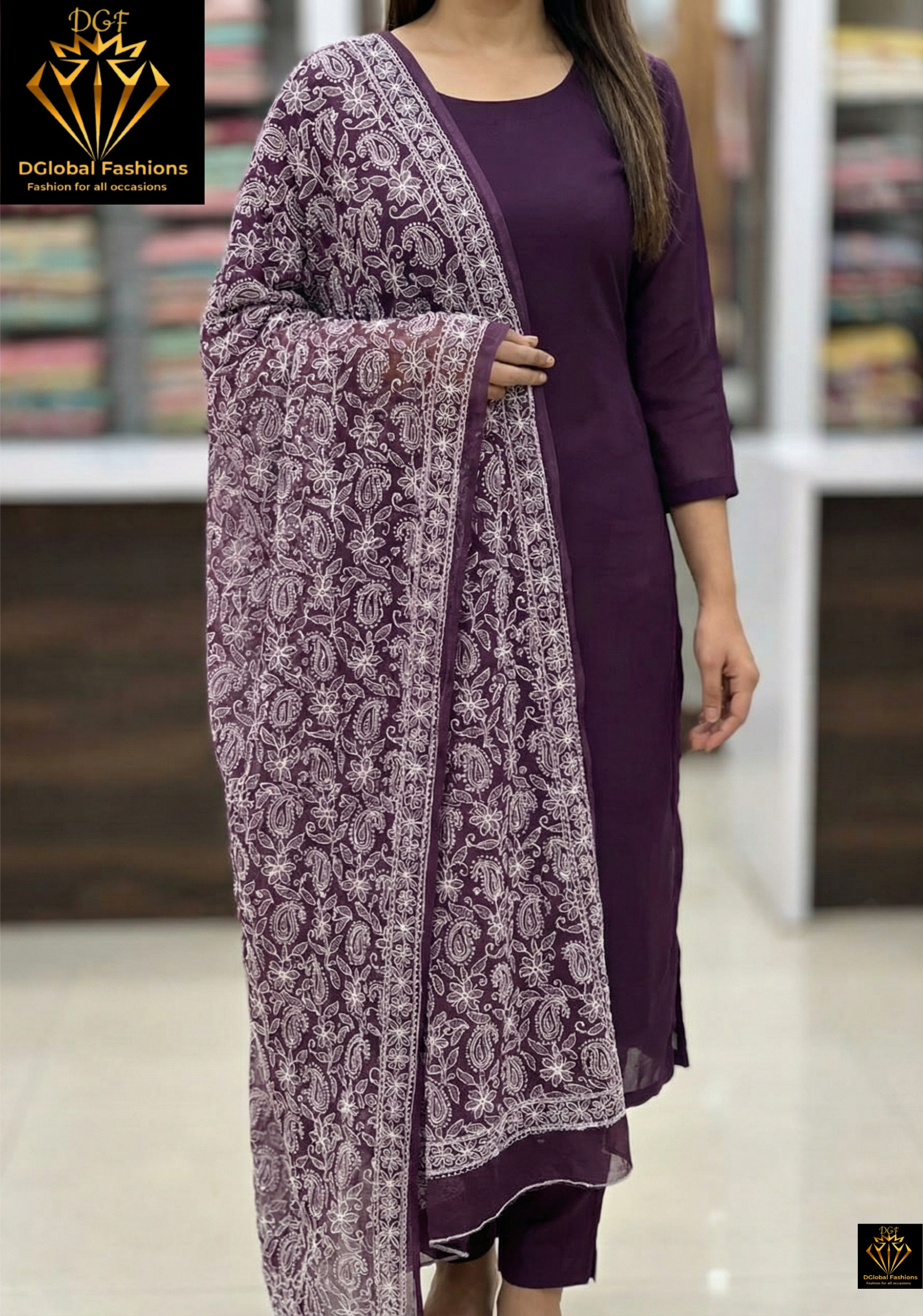Lucknowi Chikankari Full Jaal Hand Embroidered Georgette Dupatta