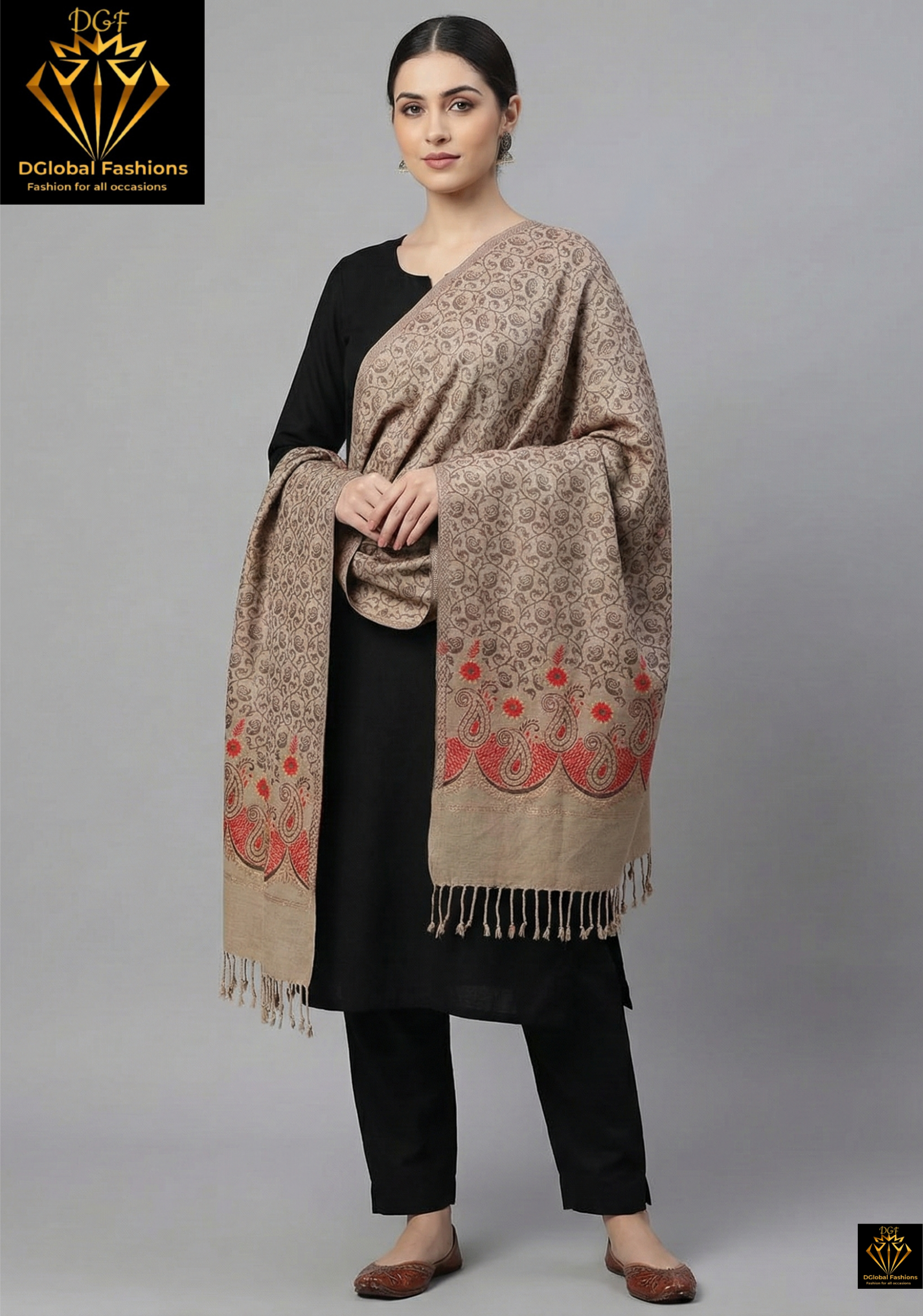 Women’s Printed Woolen Stole – Soft & Warm Winter Stole