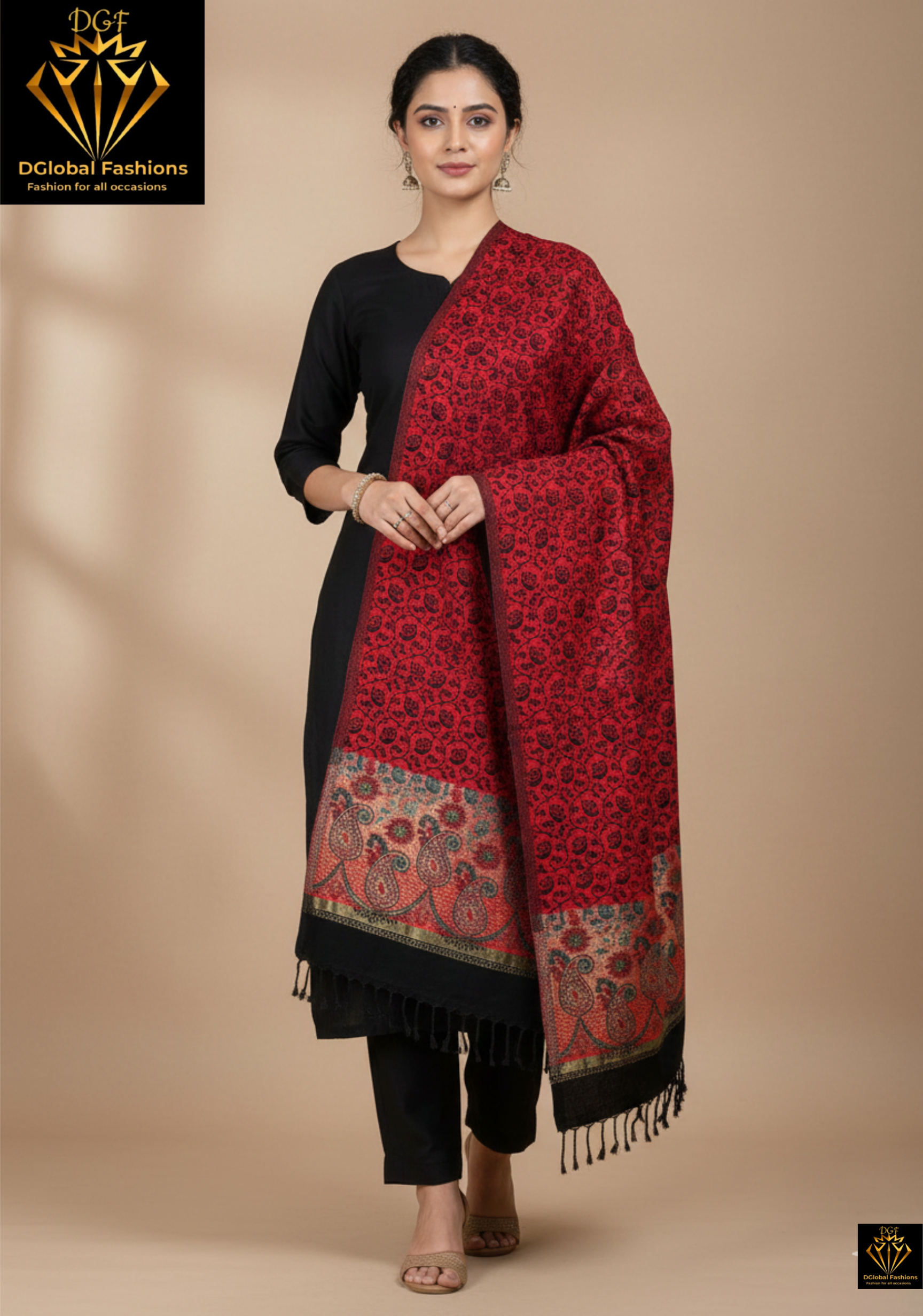 Women’s Printed Woolen Stole – Soft & Warm Winter Stole