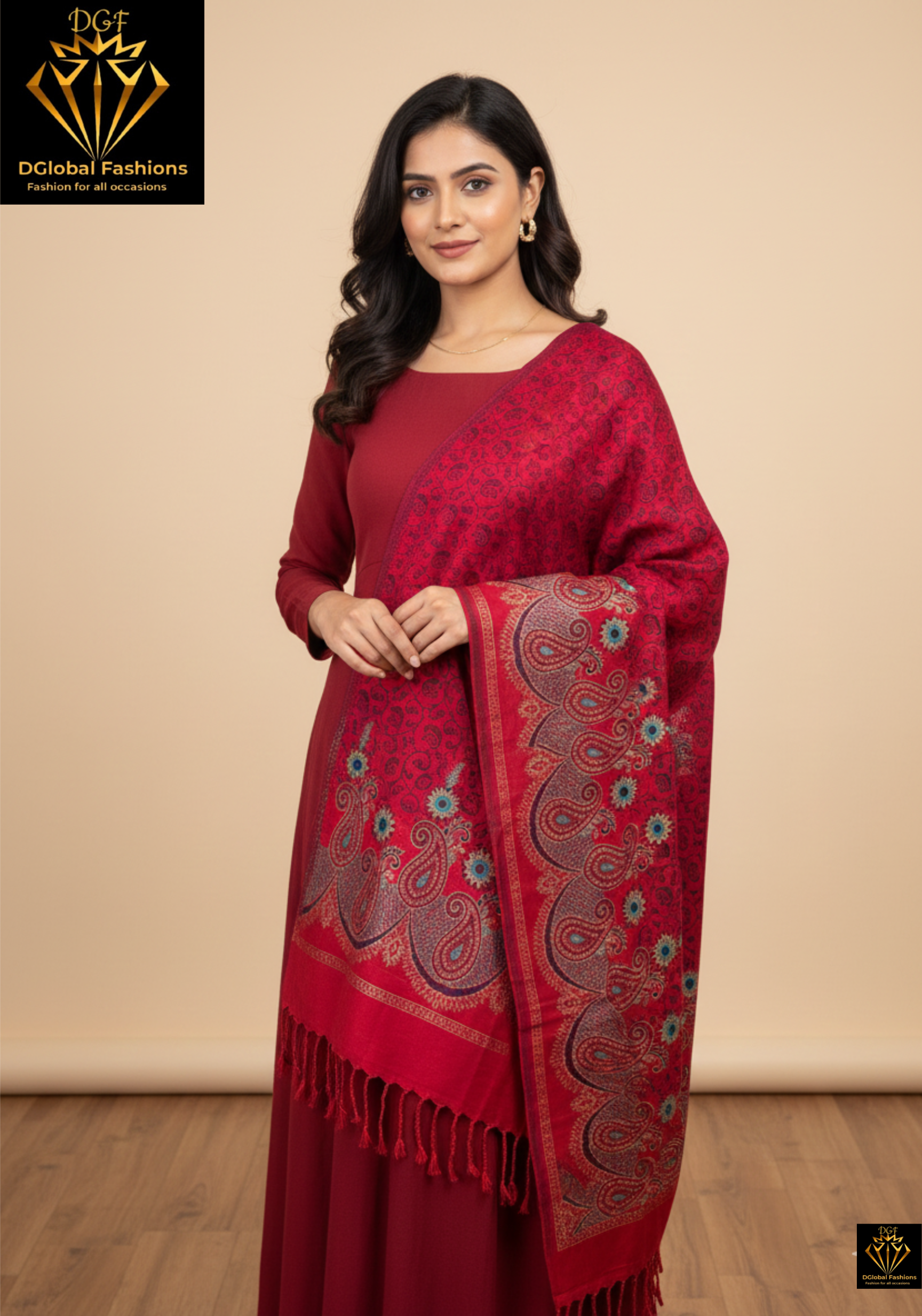 Women’s Printed Woolen Stole – Soft & Warm Winter Stole
