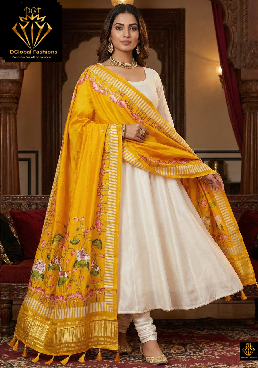 Gajji silk kalamkari dupatta