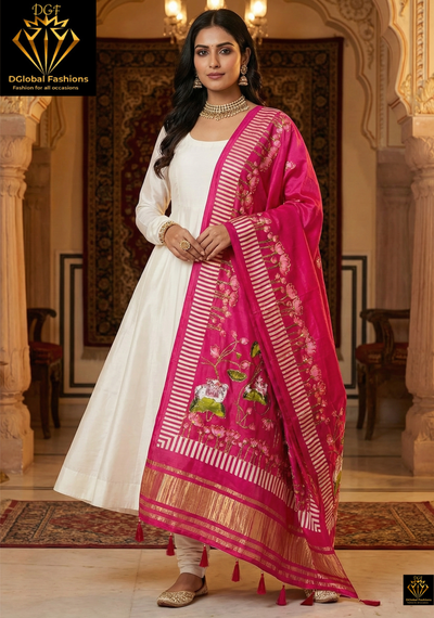 Gajji silk kalamkari dupatta