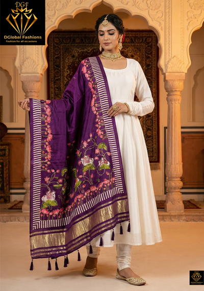 Gajji silk kalamkari dupatta