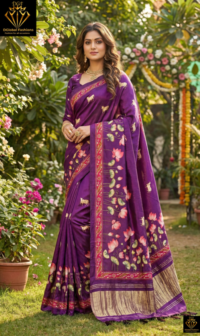 Gaji Silk Kalamkari Saree with Rajwadi Pallu