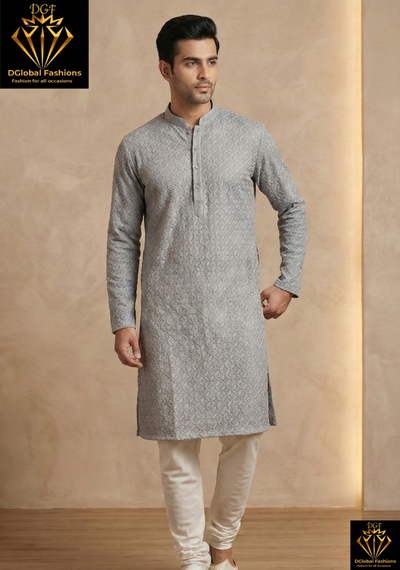 Chikankari Sequin Work Kurta Pajama Set – Elegant Ethnic Wear
