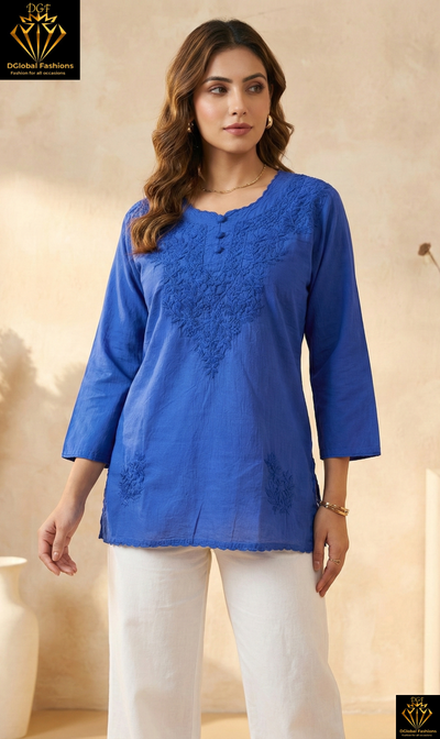 Lucknowi Chikankari Dobby Short Top