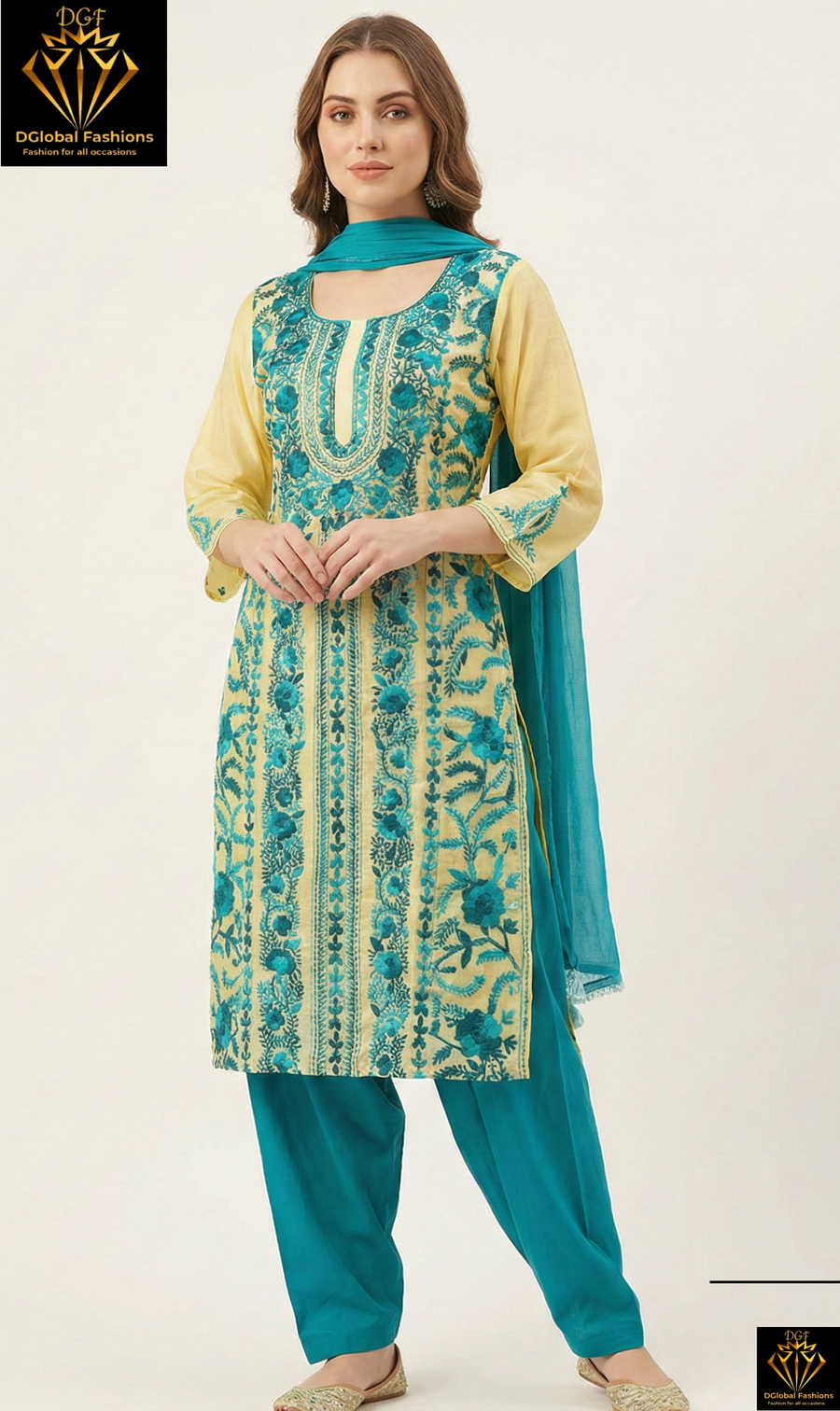 Phulkari Patiala Suit Set with Hand Embroidery