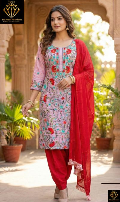 Phulkari Patiala Suit Set with Hand Embroidery
